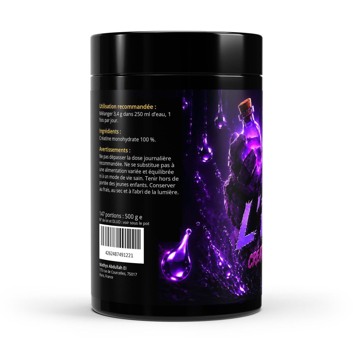 Créatine Monohydrate 500 g, sans goût